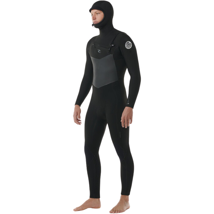 2024 Rip Curl Mens Dawn Patrol 6/4mm Hooded Chest Zip Wetsuit 154MFS - Black